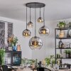 Ripoll hanging light, globe light, pendant light chrome, clear, Smoke-coloured, 5-light sources
