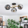 Ripoll ceiling light, globe light gold, black, 3-light sources