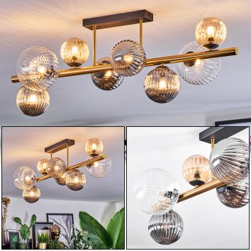Chehalis ceiling light, globe light gold, black, 8-light sources