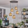Koyoto hanging light, globe light, pendant light gold, black, 5-light sources