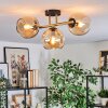 Koyoto ceiling light, globe light gold, black, 3-light sources