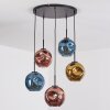 Ripoll hanging light, globe light, pendant light blue, gold, coppery, 5-light sources