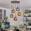Ripoll hanging light, globe light, pendant light blue, gold, coppery, 5-light sources