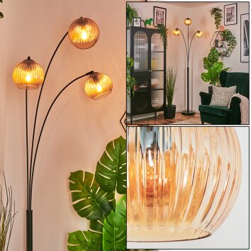 Koyoto globe light, floor lamp Amber, 3-light sources