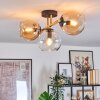 Koyoto ceiling light, globe light gold, black, 3-light sources
