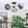 Koyoto ceiling light, globe light gold, black, 3-light sources