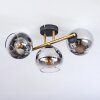 Koyoto ceiling light, globe light gold, black, 3-light sources