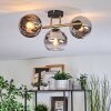 Koyoto ceiling light, globe light gold, black, 3-light sources