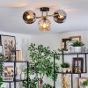 Koyoto ceiling light, globe light gold, black, 3-light sources
