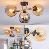 Koyoto ceiling light, globe light gold, black, 3-light sources
