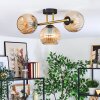 Ripoll ceiling light, globe light gold, black, 3-light sources