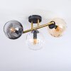 Koyoto ceiling light, globe light gold, black, 3-light sources