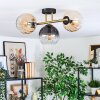 Koyoto ceiling light, globe light gold, black, 3-light sources