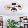 Koyoto ceiling light, globe light gold, black, 3-light sources