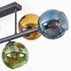 Koyoto ceiling light, globe light blue, gold, green, 6-light sources