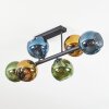 Koyoto ceiling light, globe light blue, gold, green, 6-light sources