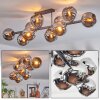 Koyoto ceiling light, globe light chrome, Smoke-coloured, 10-light sources