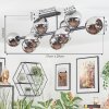 Koyoto ceiling light, globe light chrome, Smoke-coloured, 10-light sources