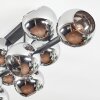 Koyoto ceiling light, globe light chrome, Smoke-coloured, 10-light sources