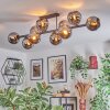 Koyoto ceiling light, globe light chrome, Smoke-coloured, 10-light sources