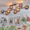 Koyoto ceiling light, globe light chrome, Smoke-coloured, 10-light sources