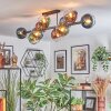 Koyoto ceiling light, globe light blue, green, clear, coppery, 10-light sources