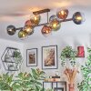 Koyoto ceiling light, globe light blue, green, clear, coppery, 10-light sources