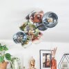 Koyoto ceiling light, globe light blue, green, clear, coppery, 10-light sources