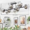 Ripoll ceiling light, globe light chrome, clear, Smoke-coloured, 10-light sources
