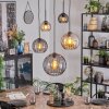 Koyoto hanging light, globe light, pendant light Amber, Smoke-coloured, 5-light sources
