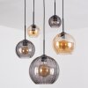 Koyoto hanging light, globe light, pendant light Amber, Smoke-coloured, 5-light sources