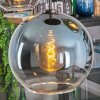 Koyoto hanging light, globe light, pendant light blue, chrome, green, clear, coppery, Smoke-coloured, 5-light sources