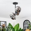 Chehalis ceiling light, globe light chrome, clear, Smoke-coloured, 4-light sources
