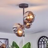 Chehalis ceiling light, globe light chrome, clear, Smoke-coloured, 4-light sources