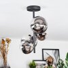 Chehalis ceiling light, globe light chrome, clear, Smoke-coloured, 4-light sources
