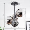 Chehalis ceiling light, globe light chrome, clear, Smoke-coloured, 4-light sources