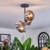 Chehalis ceiling light, globe light chrome, clear, Smoke-coloured, 4-light sources