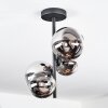 Chehalis ceiling light, globe light chrome, clear, Smoke-coloured, 4-light sources