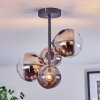 Chehalis ceiling light, globe light chrome, clear, Smoke-coloured, 4-light sources