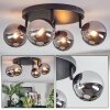 Chehalis ceiling light, globe light chrome, Smoke-coloured, 4-light sources