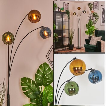 Koyoto globe light, floor lamp blue, gold, green, 3-light sources
