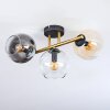 Koyoto ceiling light, globe light gold, black, 3-light sources