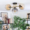 Ripoll ceiling light, globe light gold, black, 3-light sources
