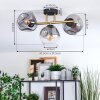Ripoll ceiling light, globe light gold, black, 3-light sources