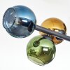 Koyoto ceiling light, globe light blue, gold, green, 10-light sources