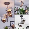 Chehalis ceiling light, globe light chrome, clear, Smoke-coloured, 4-light sources