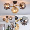 Ripoll ceiling light, globe light gold, black, 3-light sources