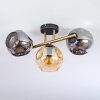 Ripoll ceiling light, globe light gold, black, 3-light sources