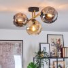 Ripoll ceiling light, globe light gold, black, 3-light sources