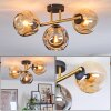 Ripoll ceiling light, globe light gold, black, 3-light sources